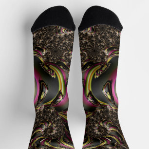 Groovy Colourful Trippy Funky Spiralling Fractal A Socks