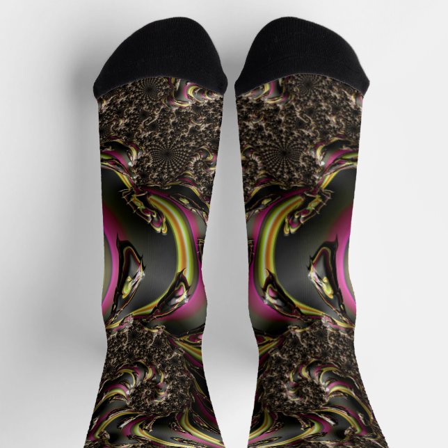 Groovy Colourful Trippy Funky Spiralling Fractal A Socks (Top)