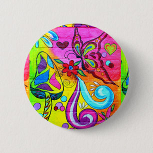 groovy colours hippie-style button