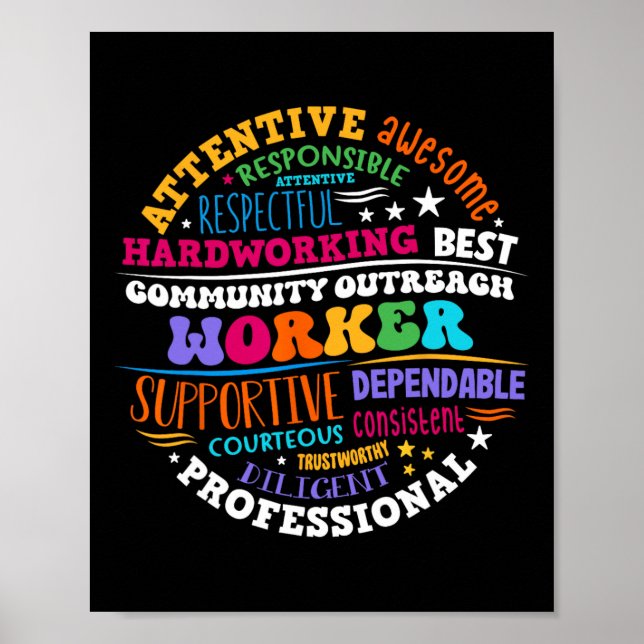 Groovy Community Outreach Worker Back To School  Poster (Front)