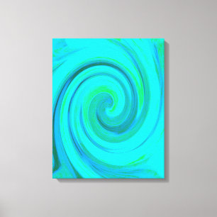 Groovy Cool Abstract Aqua Liquid Art Swirl Canvas Print
