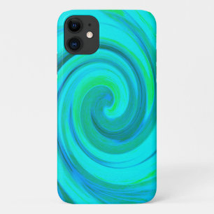 Groovy Cool Abstract Aqua Liquid Art Swirl iPhone 11 Case