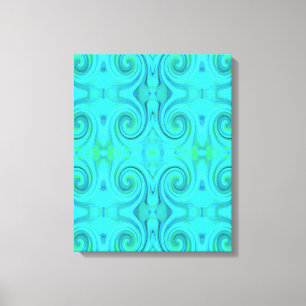 Groovy Cool Abstract Aqua Liquid Art Swirl Pattern Canvas Print