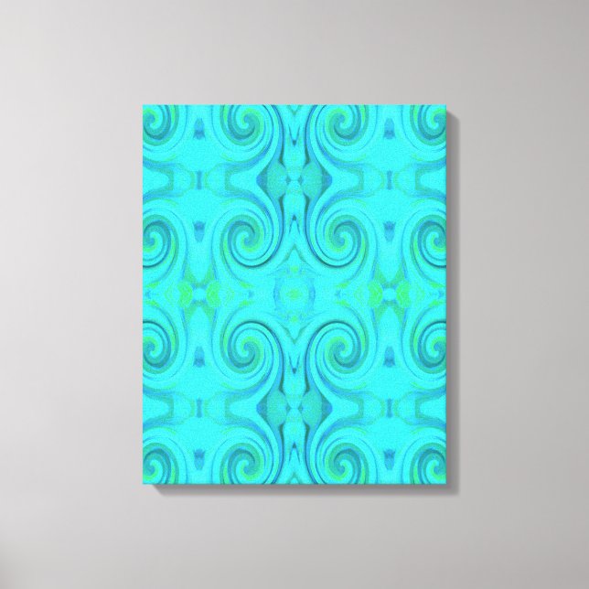 Groovy Cool Abstract Aqua Liquid Art Swirl Pattern Canvas Print (Front)