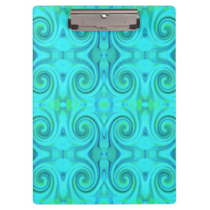 Groovy Cool Abstract Aqua Liquid Art Swirl Pattern Clipboard