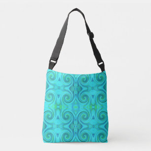 Groovy Cool Abstract Aqua Liquid Art Swirl Pattern Crossbody Bag