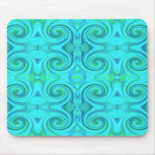 Groovy Cool Abstract Aqua Liquid Art Swirl Pattern Mouse Mat