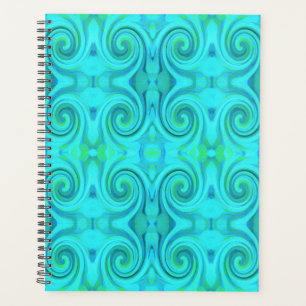 Groovy Cool Abstract Aqua Liquid Art Swirl Pattern Planner