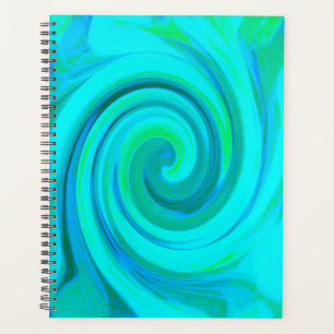 Groovy Cool Abstract Aqua Liquid Art Swirl Planner
