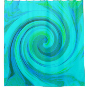 Groovy Cool Abstract Aqua Liquid Art Swirl Shower Curtain