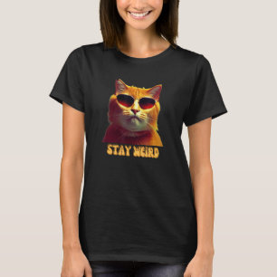 Groovy Cool Cat with Glasses for Cat Dad Stay Wei T-Shirt