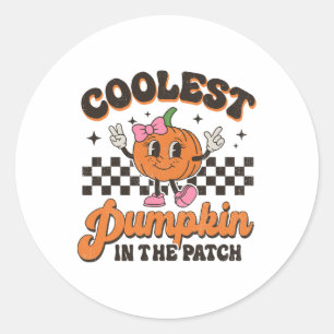 Groovy Coolest Pumpkin In The Patch Halloween For Classic Round Sticker