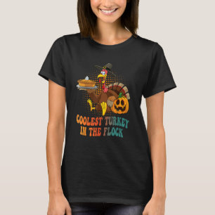 Groovy Coolest Turkey In The Flock Turkey hat pump T-Shirt
