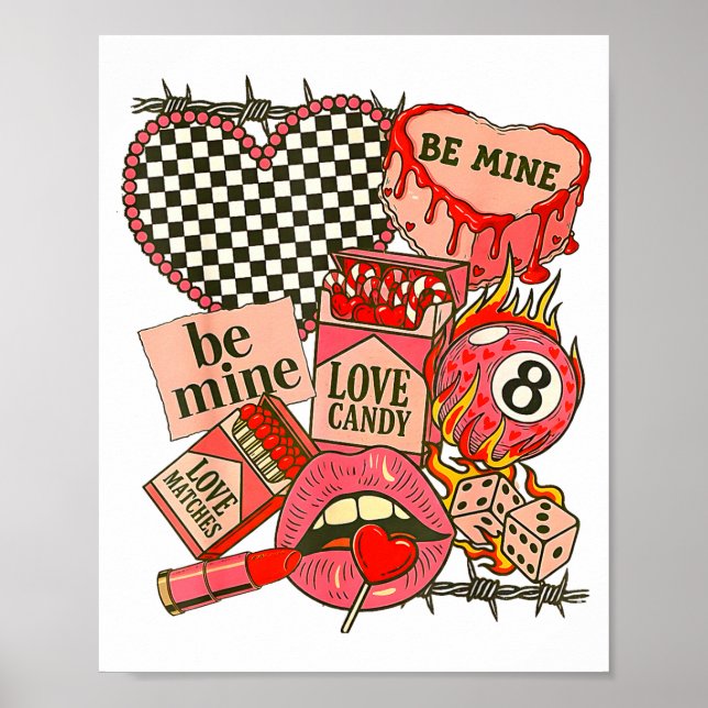 Groovy Coquette Western Valentines Day Collage Cli Poster (Front)