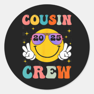 Groovy Cousin Crew 2025 Summer Vacation Beach Fami Classic Round Sticker