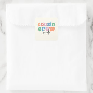 Groovy Cousin Crew Personalised Square Sticker