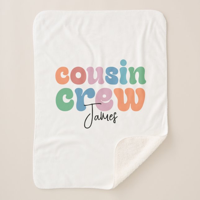 Groovy Cousin Crew Personalized Sherpa Blanket (Front)