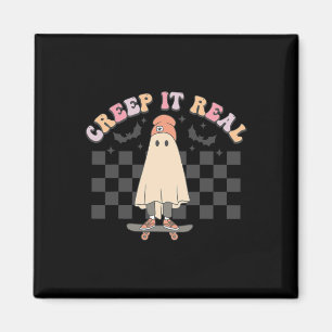 Groovy Creep It Real Ghost Pumpkin Halloween Spook Magnet