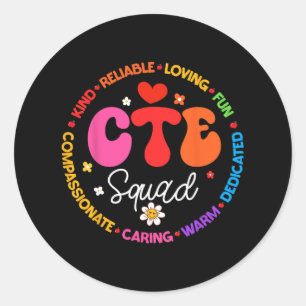 Groovy Cte Squad Teacher Back To School Teachers S Classic Round Sticker