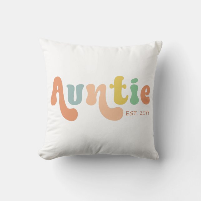 Groovy Custom Auntie Established | Gifts for Aunt Cushion (Front)