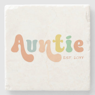 Groovy Custom Auntie Established   Gifts for Aunt  Stone Coaster