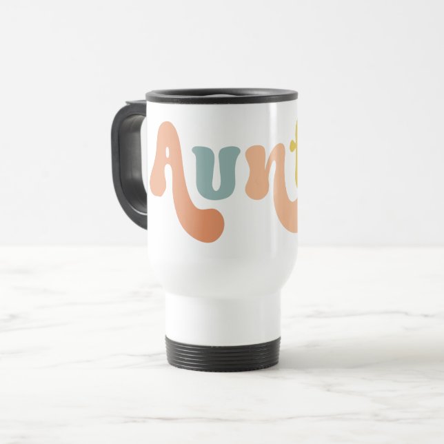 Groovy Custom Auntie Established | Gifts for Aunt Travel Mug (Front Left)
