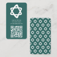 Groovy Custom QR CODE Bar Bat Mitzvah Teal Stars
