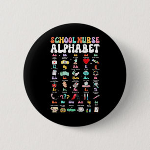Groovy Cute Abc School Nurse Alphabet Back To Scho 6 Cm Round Badge