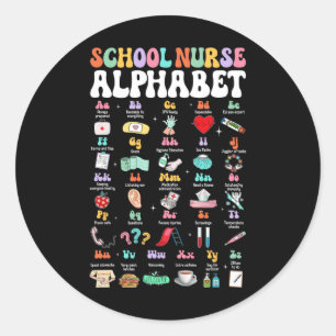 Groovy Cute Abc School Nurse Alphabet Back To Scho Classic Round Sticker