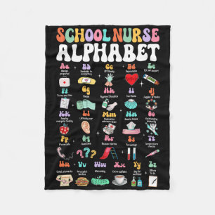 Groovy Cute Abc School Nurse Alphabet Back To Scho Fleece Blanket
