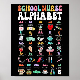 Groovy Cute Abc School Nurse Alphabet Back To Scho Poster