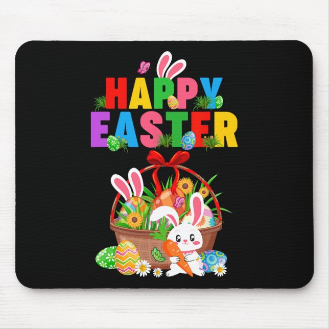 Groovy Cute Bunny Easter Egg Bysket Easter Day Gir Mouse Mat (Front)