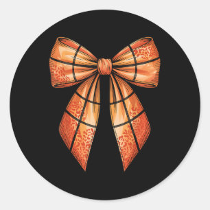 Groovy Cute Coquette Bow Game Day Basketball For M Classic Round Sticker