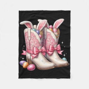 Groovy Cute Easter Eggs Boots Western Cowboy Howdy Fleece Blanket