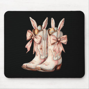 Groovy Cute Easter Eggs Boots Western Cowboy Howdy Mouse Mat