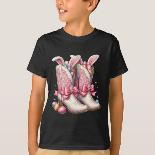 Groovy Cute Easter Eggs Boots Western Cowboy Howdy T-Shirt