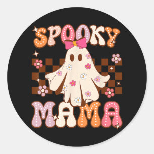 Groovy Cute Ghost Spooky Mama Halloween Costume Wo Classic Round Sticker
