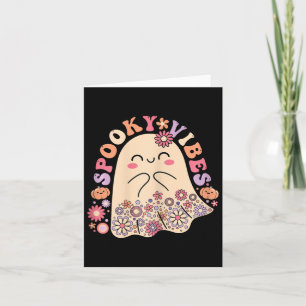 Groovy Cute Kawaii Ghost Floral Spooky Vibes Hippi Card
