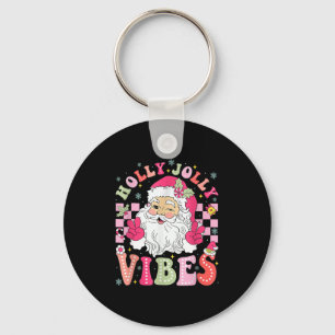 Groovy Cute Santa Claus Christmas Vibes Xmas  Key Ring