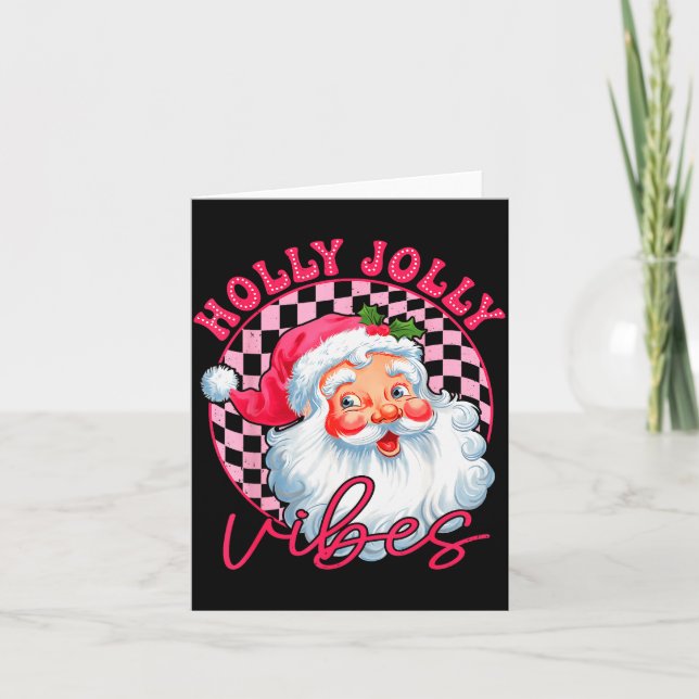 Groovy Cute Santa Claus Christmas Vibes Xmas Women Card (Front)