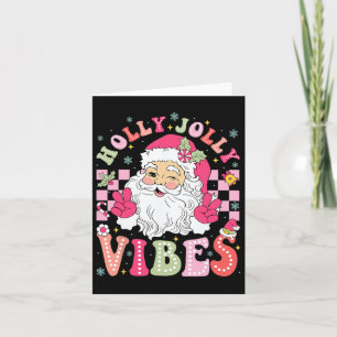Groovy Cute Santa Claus Christmas Vibes Xmas Women Card