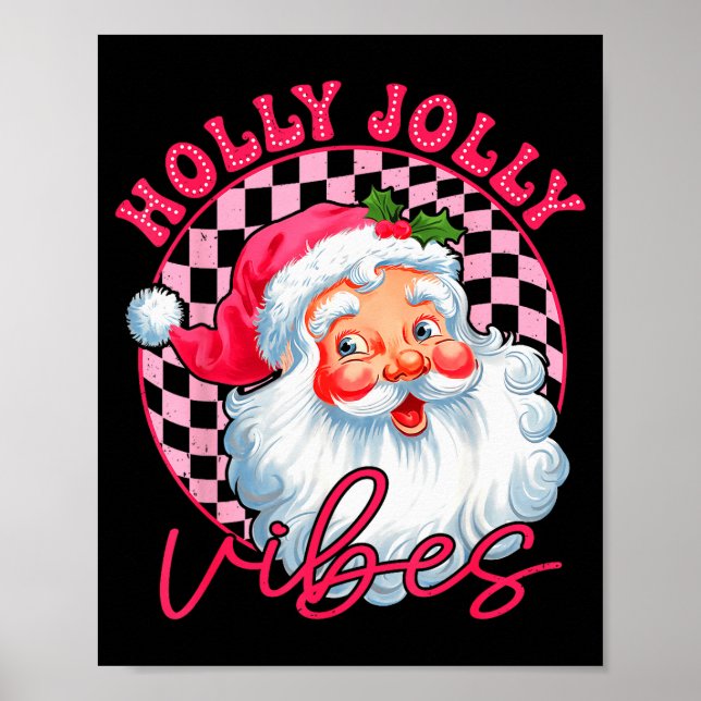 Groovy Cute Santa Claus Christmas Vibes Xmas Women Poster (Front)