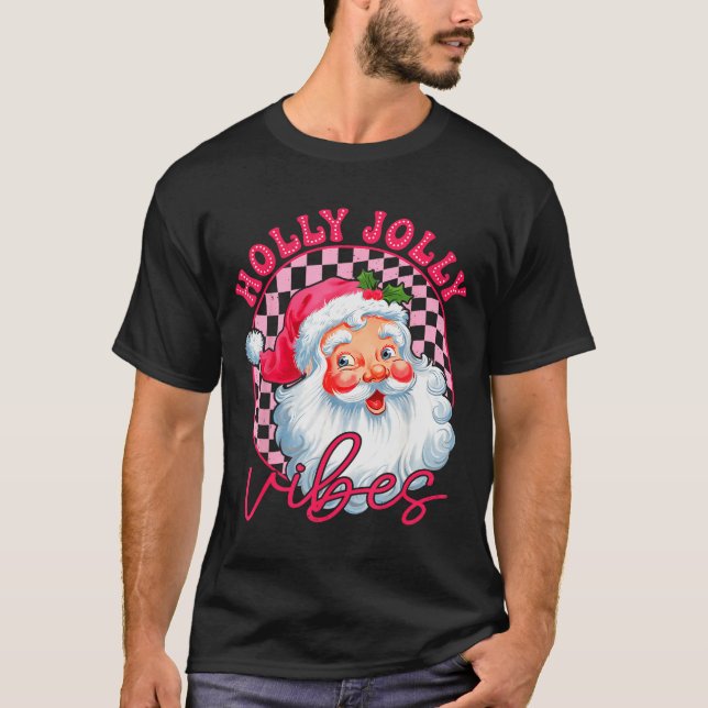Groovy Cute Santa Claus Christmas Vibes Xmas Women T-Shirt (Front)