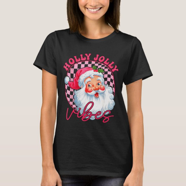 Groovy Cute Santa Claus Christmas Vibes Xmas Women T-Shirt (Front)