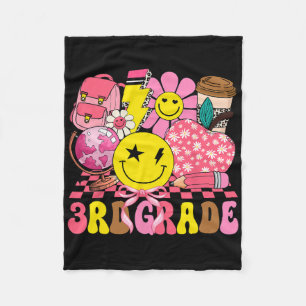 Groovy Cute Third Grade First Day Of School Girls Fleece Blanket