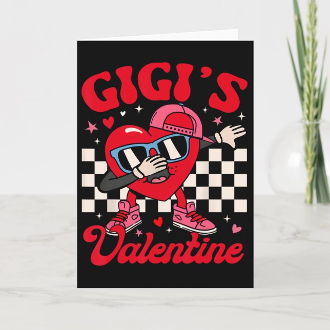 Groovy Dabbing Heart Gigi’s Valentine Boy Girl Men Card (Front)