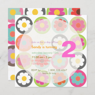 Groovy Daisies/Bright Sixties Birthday Party Invitation