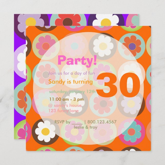 Groovy Daisies/diy background Invitation (Front/Back)