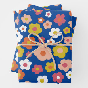 Groovy Daisies Floral Colourful Fun Birthday Baby  Wrapping Paper Sheet