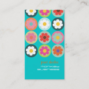 Groovy Daisies, fluorescent teal Business Card